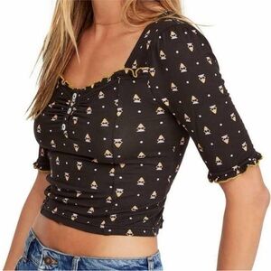 Free People Bosanova Rayon Printed Crop Top